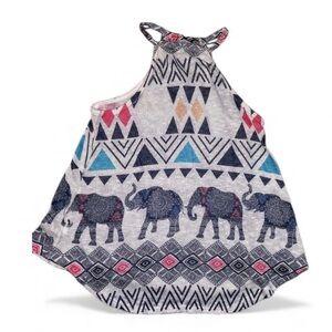 Elephant Print Boho Tank Sz S